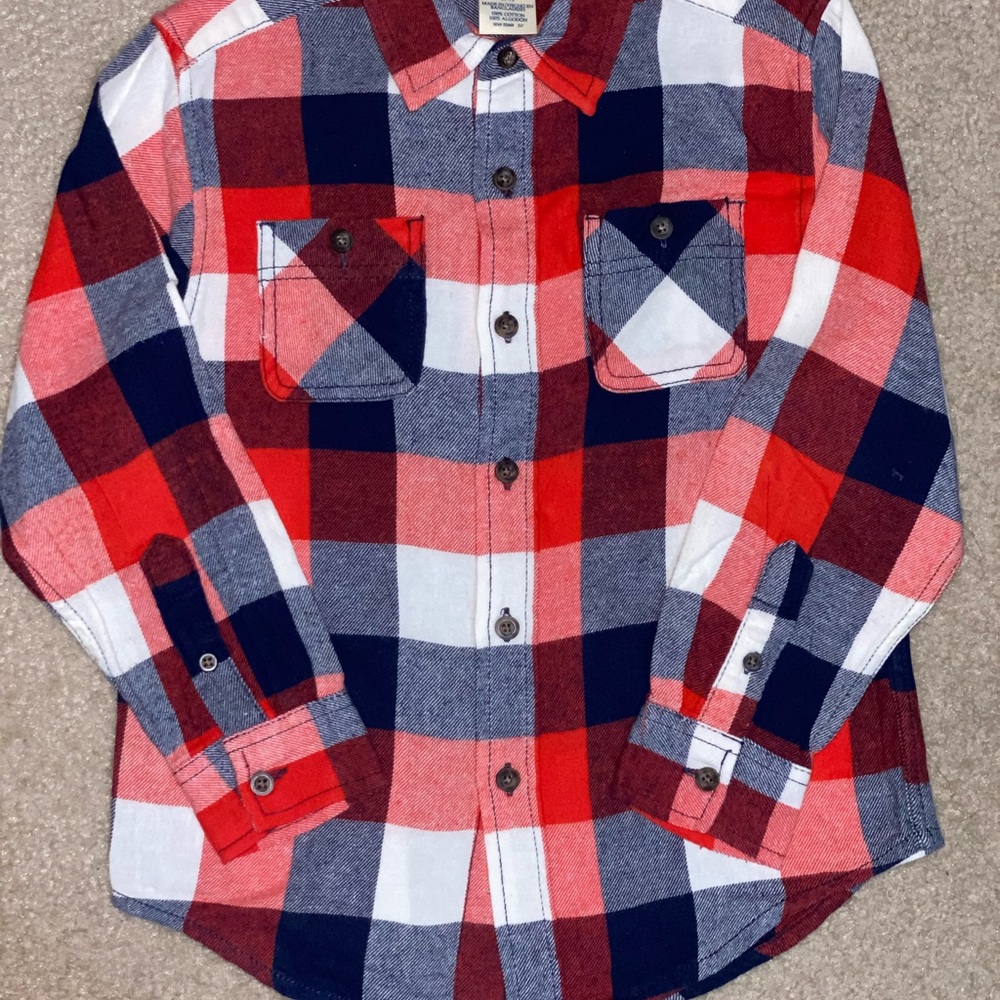 Plaid Kids Shirt - Red, Blue, White